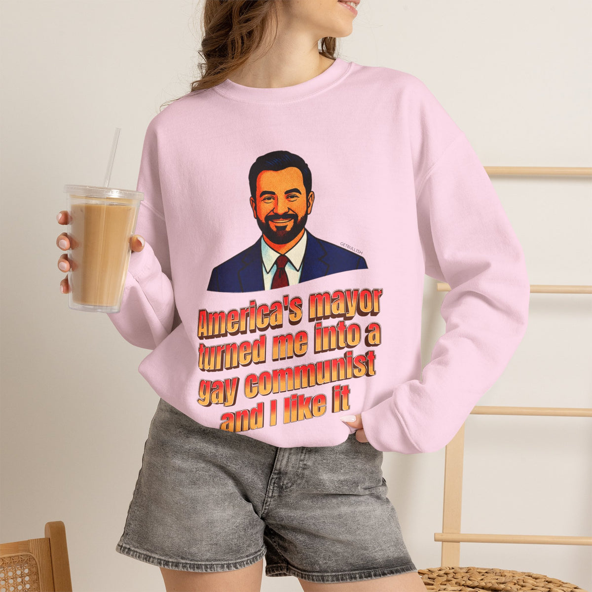 America's Mayor Turned Me Into a Gay Communist and I Like It Mamdani Unisex Heavy Blend™ Crewneck Sweatshirt [Sizes S-5X]