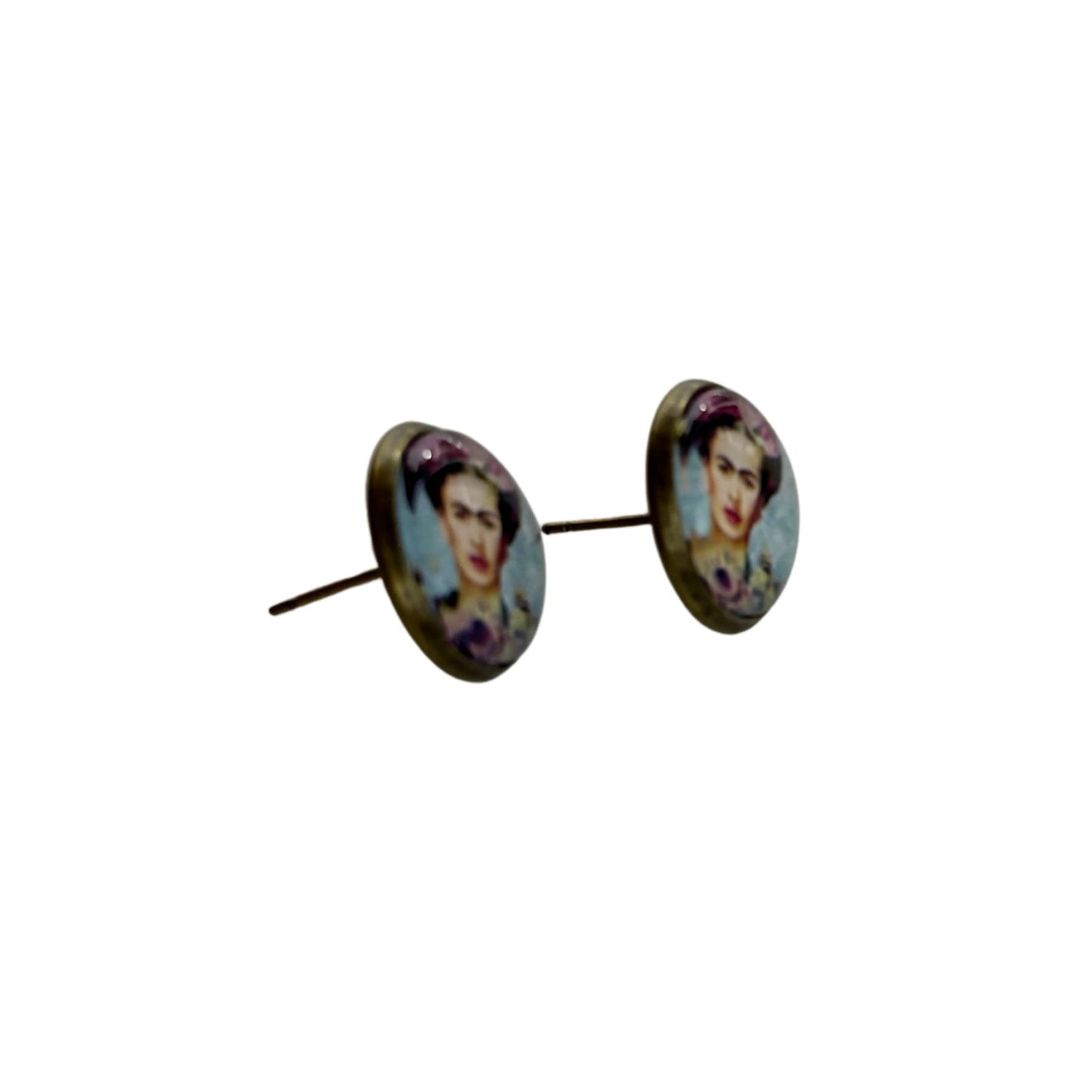 Frida Kahlo Small Cabochon Stud Earrings | Frida Portrait Jewelry