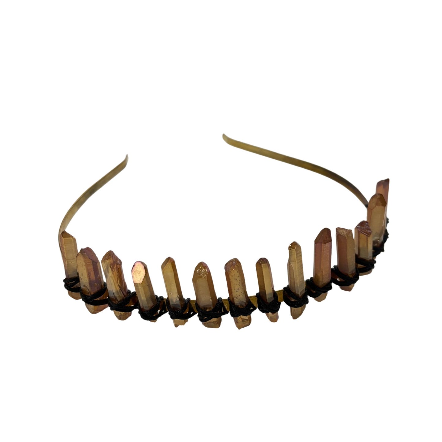Amber Raw Crystal Crown Tiara | Witchy Boho Crystal Headpiece