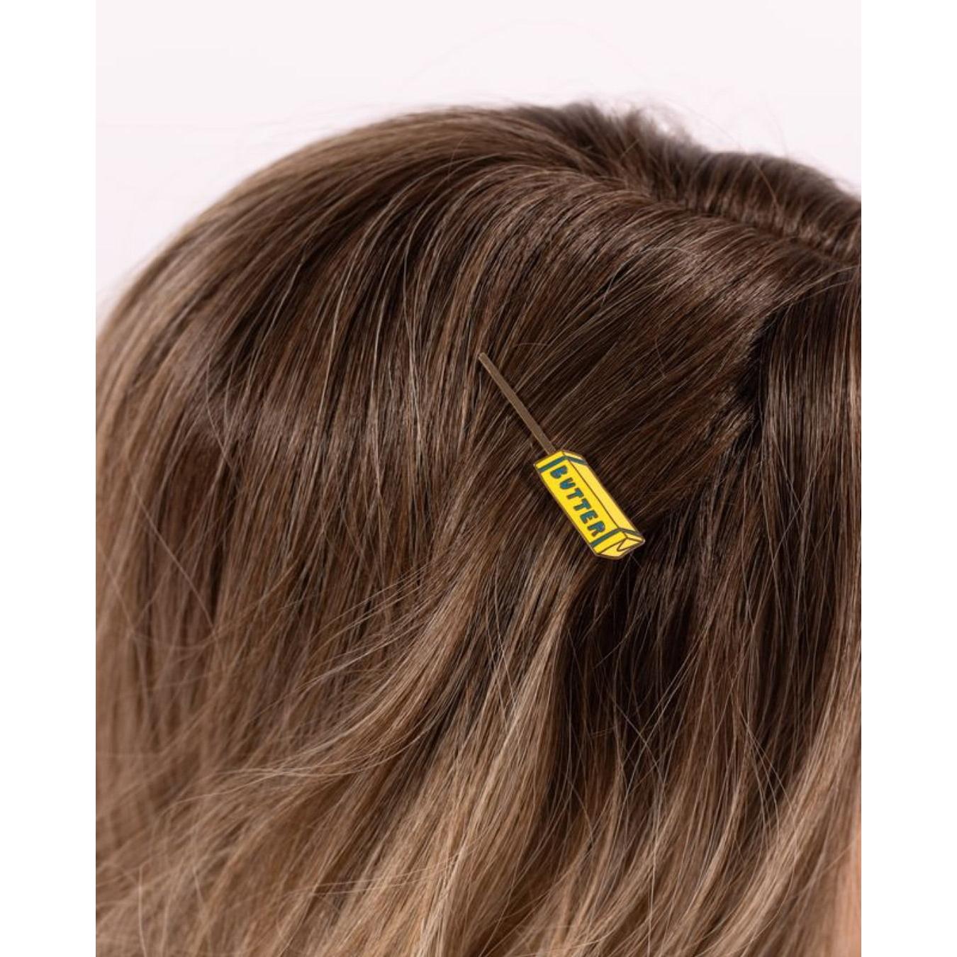 18K Gold Plated Butter Hairpin | Cloisonné Gold Metal Single Hair Pin
