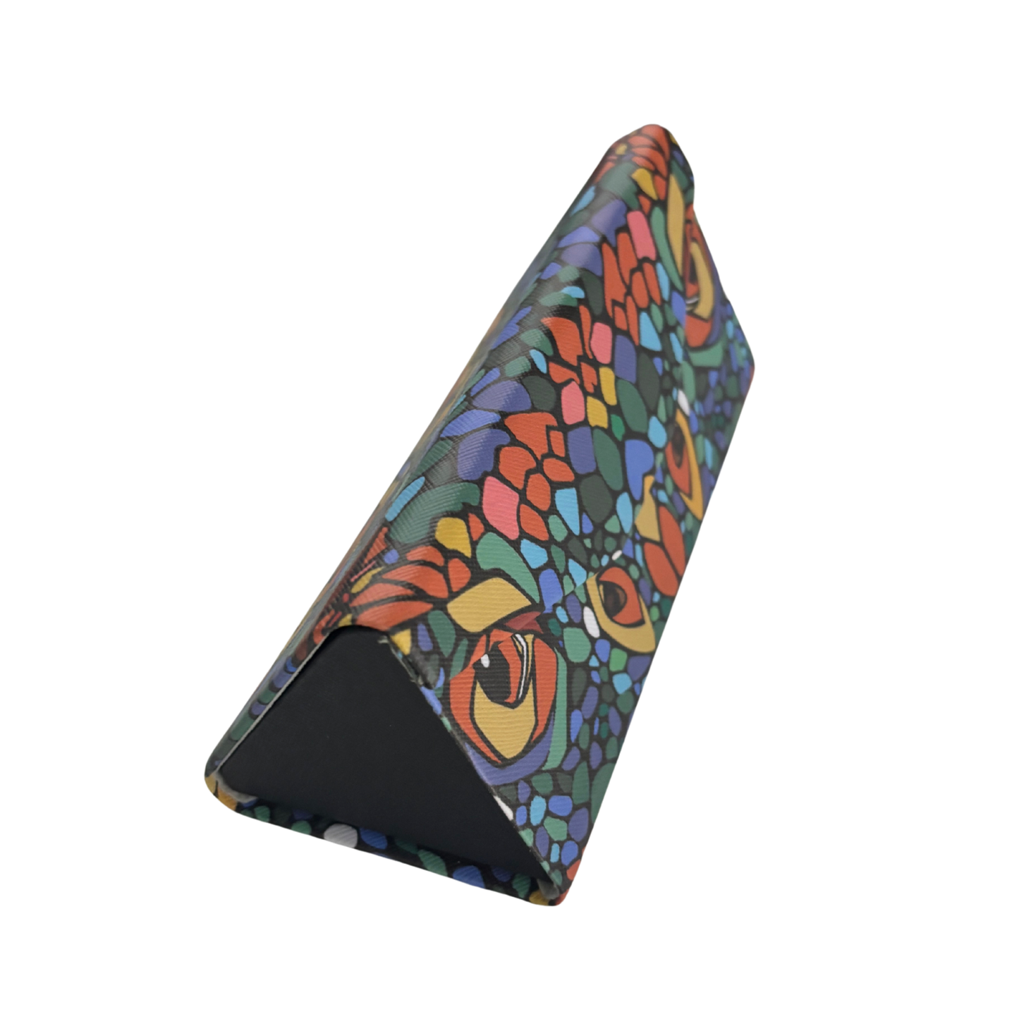 Eyes in the Dark Print Folds-Flat Eyeglasses Case | Nature Mosaic Print, Magnetic Closure