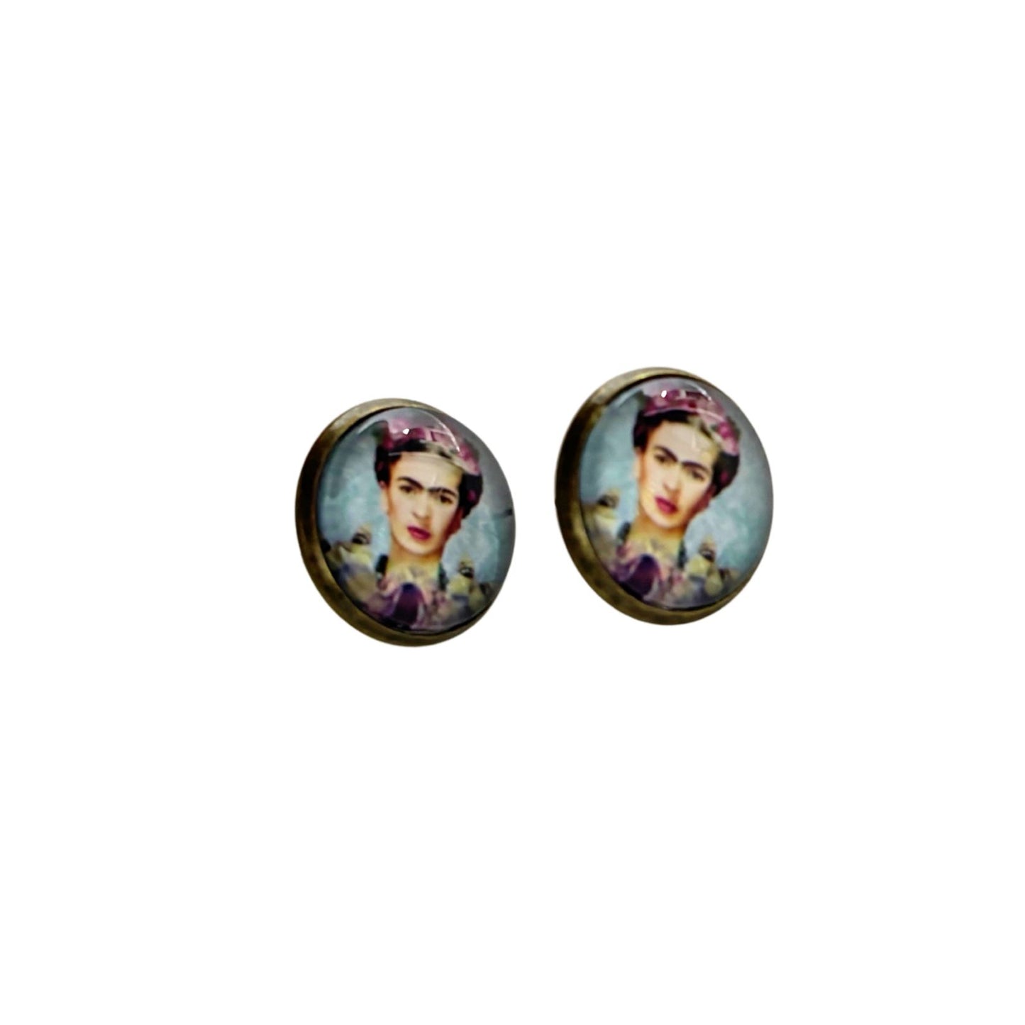 Frida Kahlo Small Cabochon Stud Earrings | Frida Portrait Jewelry