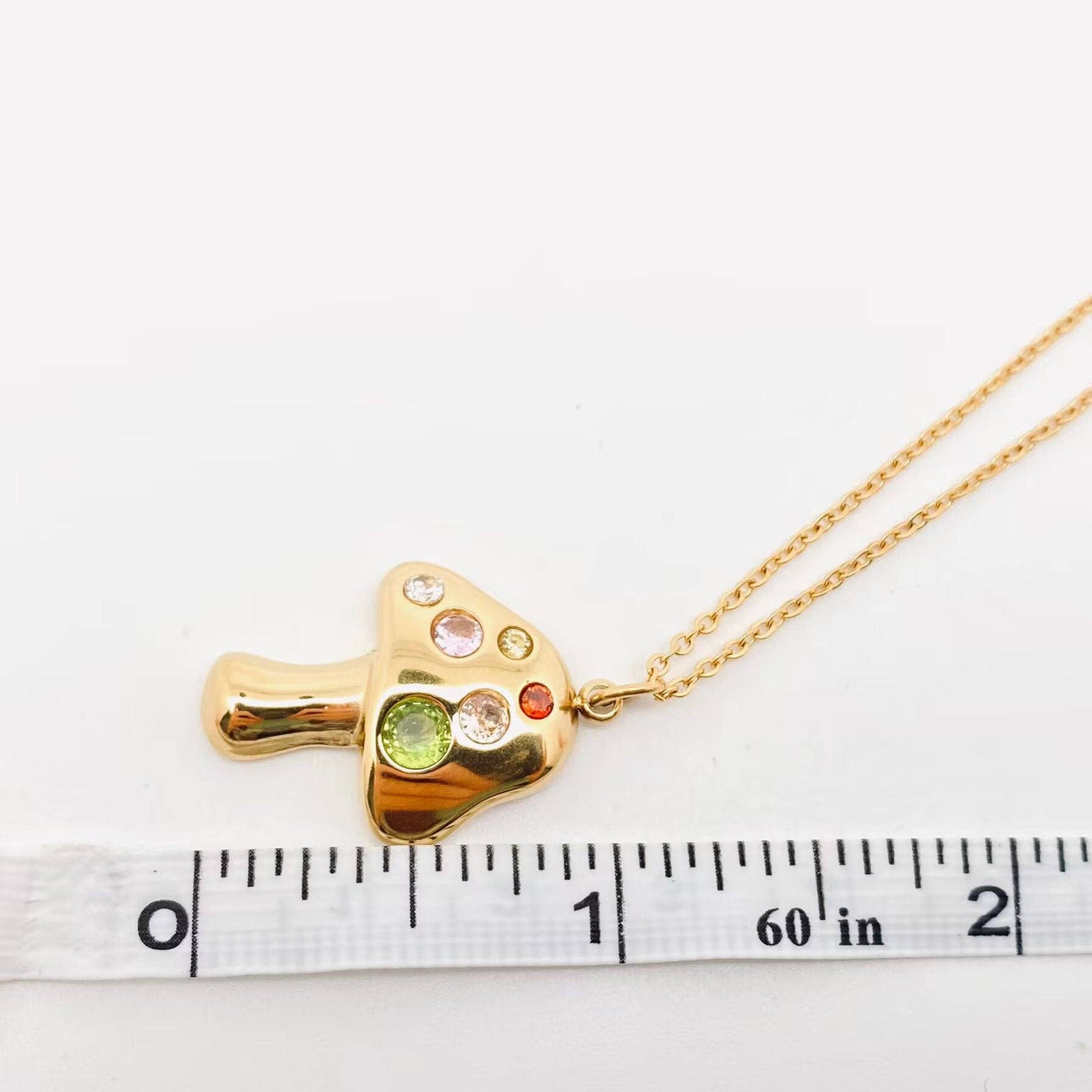 18k Gold Plated Mushroom Cubic Zirconia Necklace