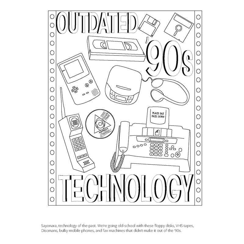 1990s Coloring Book by James Grange | Retro Vibe '90s and Millennials Funny Colouring Pads