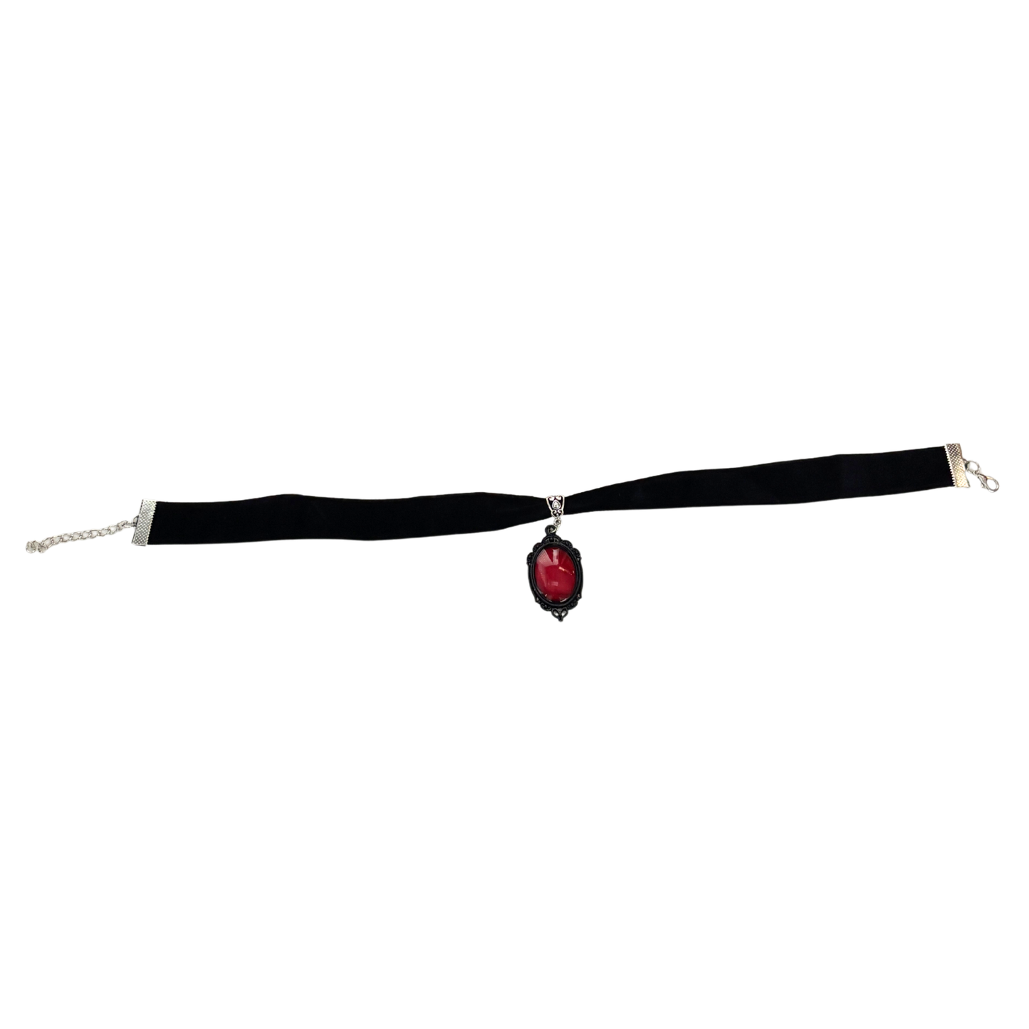 Gothic Blood Choker | Black Velvet Choker with Red Gem