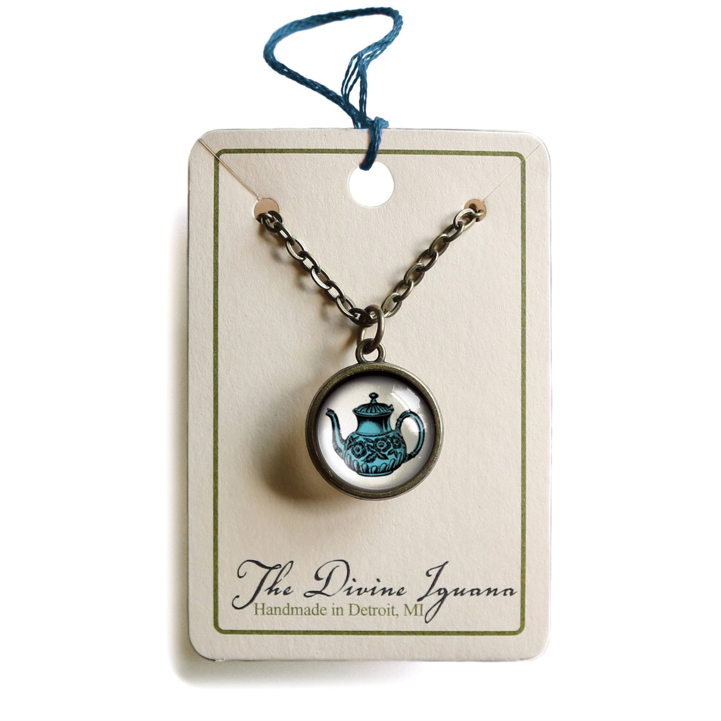 Blue Tea Steampunk Victorian Simple Pendant Necklace