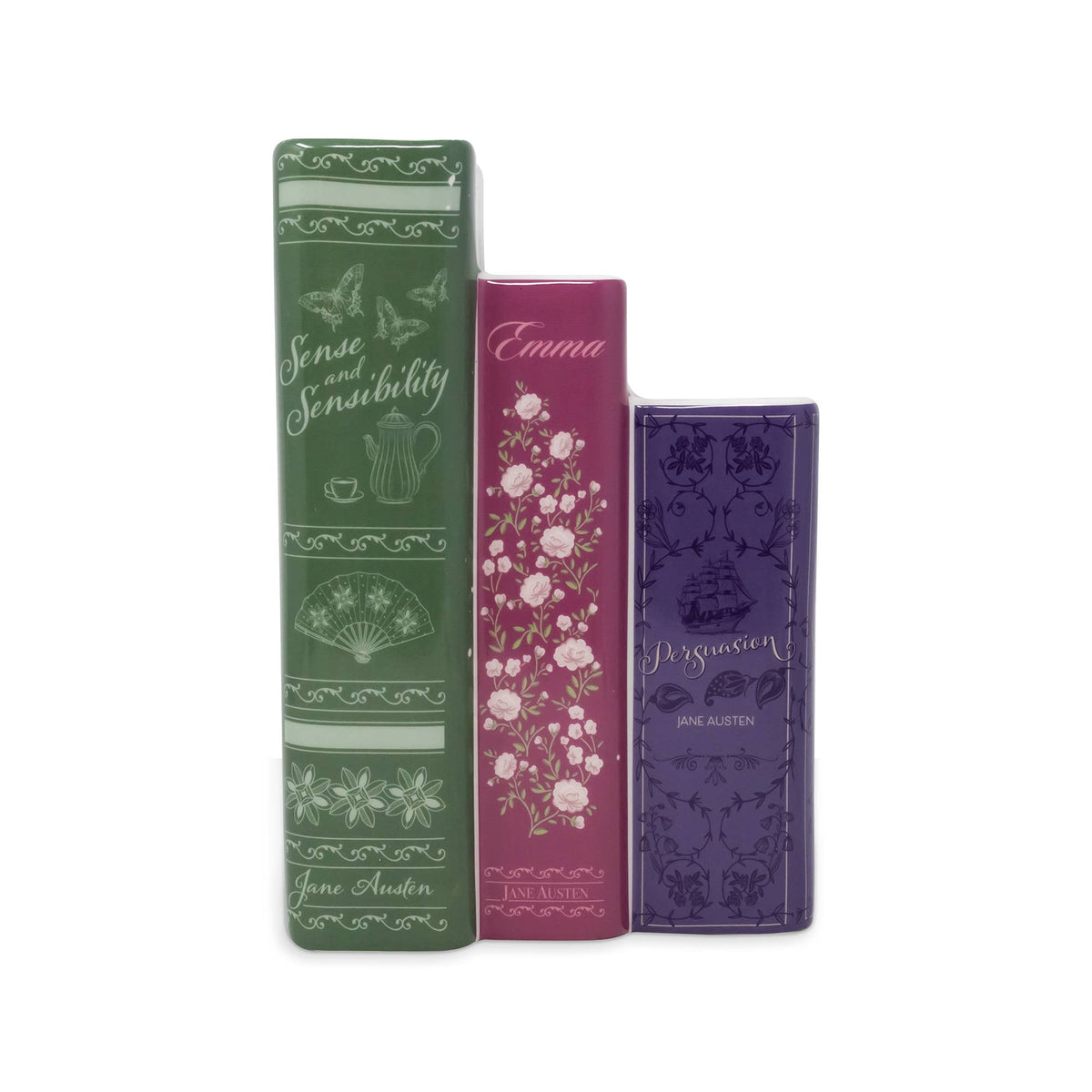 Jane Austen Triple Book Ceramic Vase