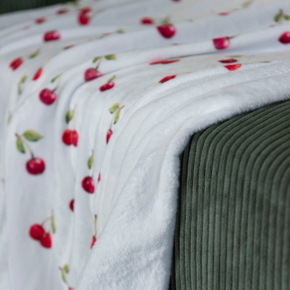 Watercolor Cherry Velveteen Throw Blanket | 50" x 60"