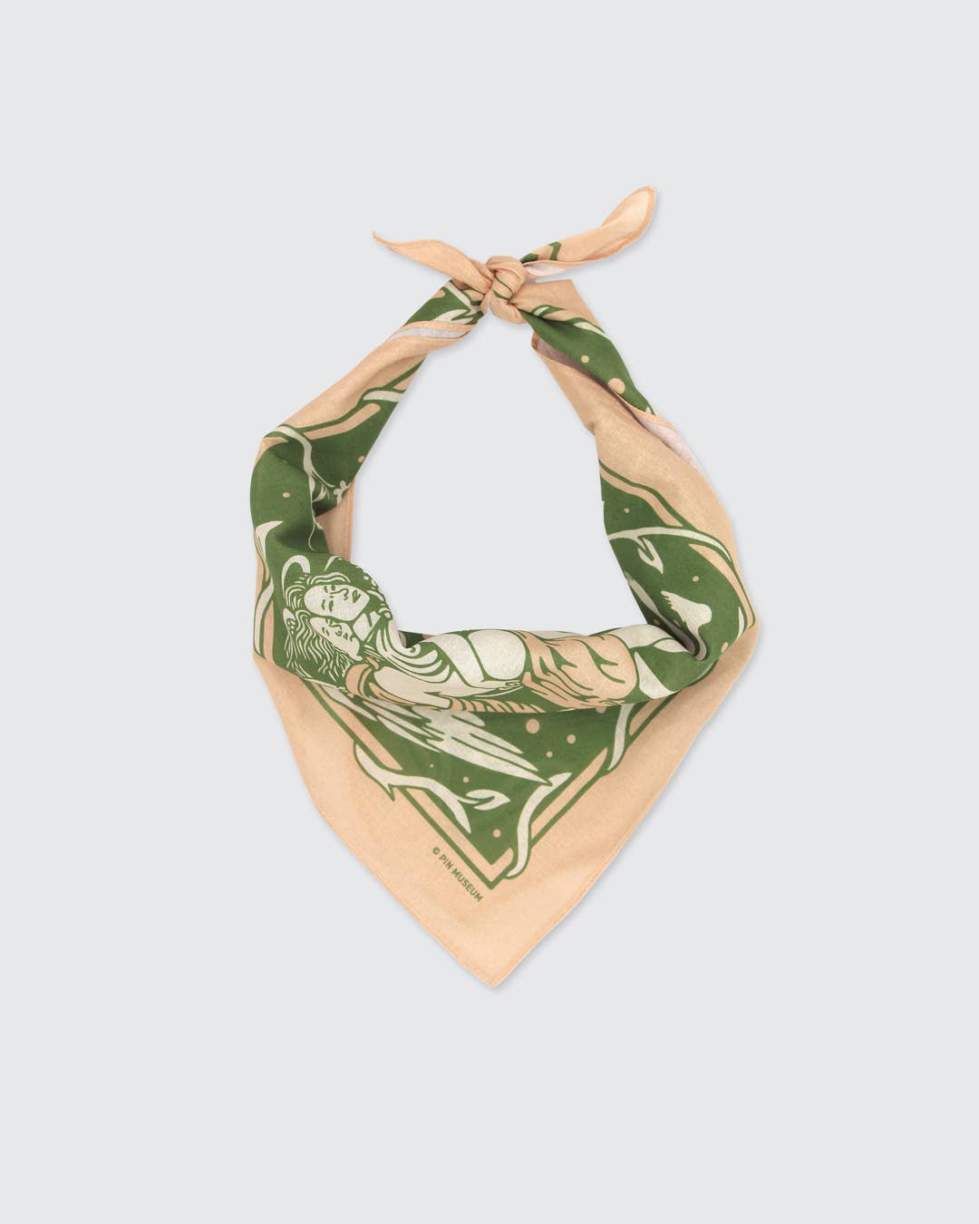 Bandana in necklace style with green and beige design 