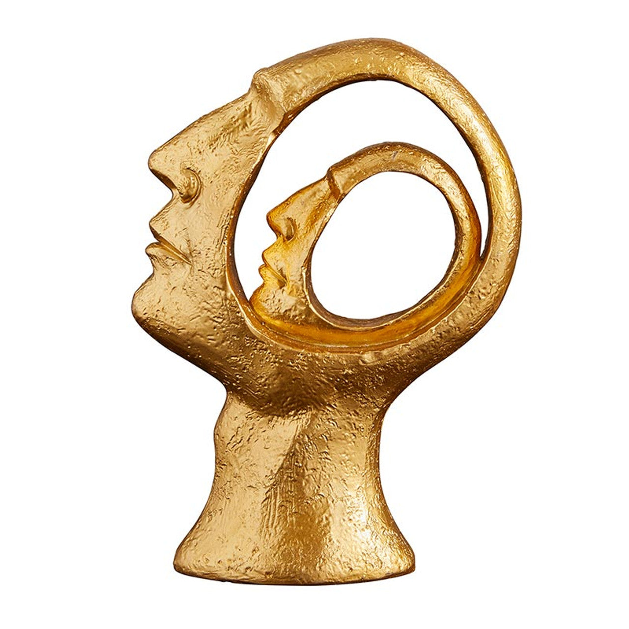 2 Face Gold Statue | Decorative Face Figure | 5" x 2" x 7"