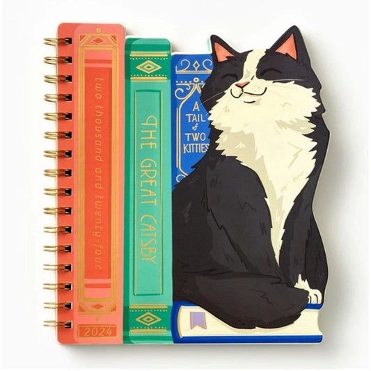 2024 Cat With Books Weekly Planner | 12 Months