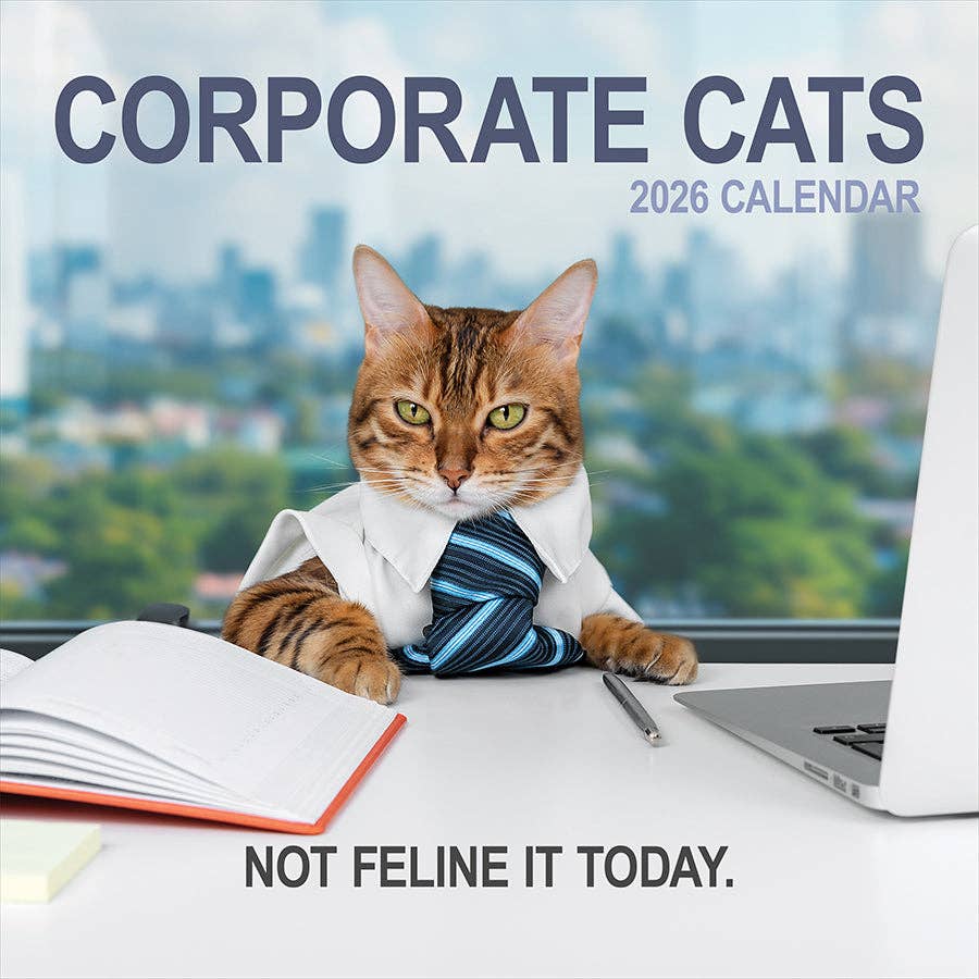 2026 Corporate Cats Wall Calendar | Cute Funny Cat Lovers Calendar Poster | 12" x 12"