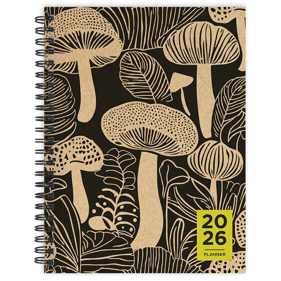 2026 Mushroom Medium Weekly Monthly Planner | Wire-o Binding Diary Datebook Organizer | 6.5" x 8"