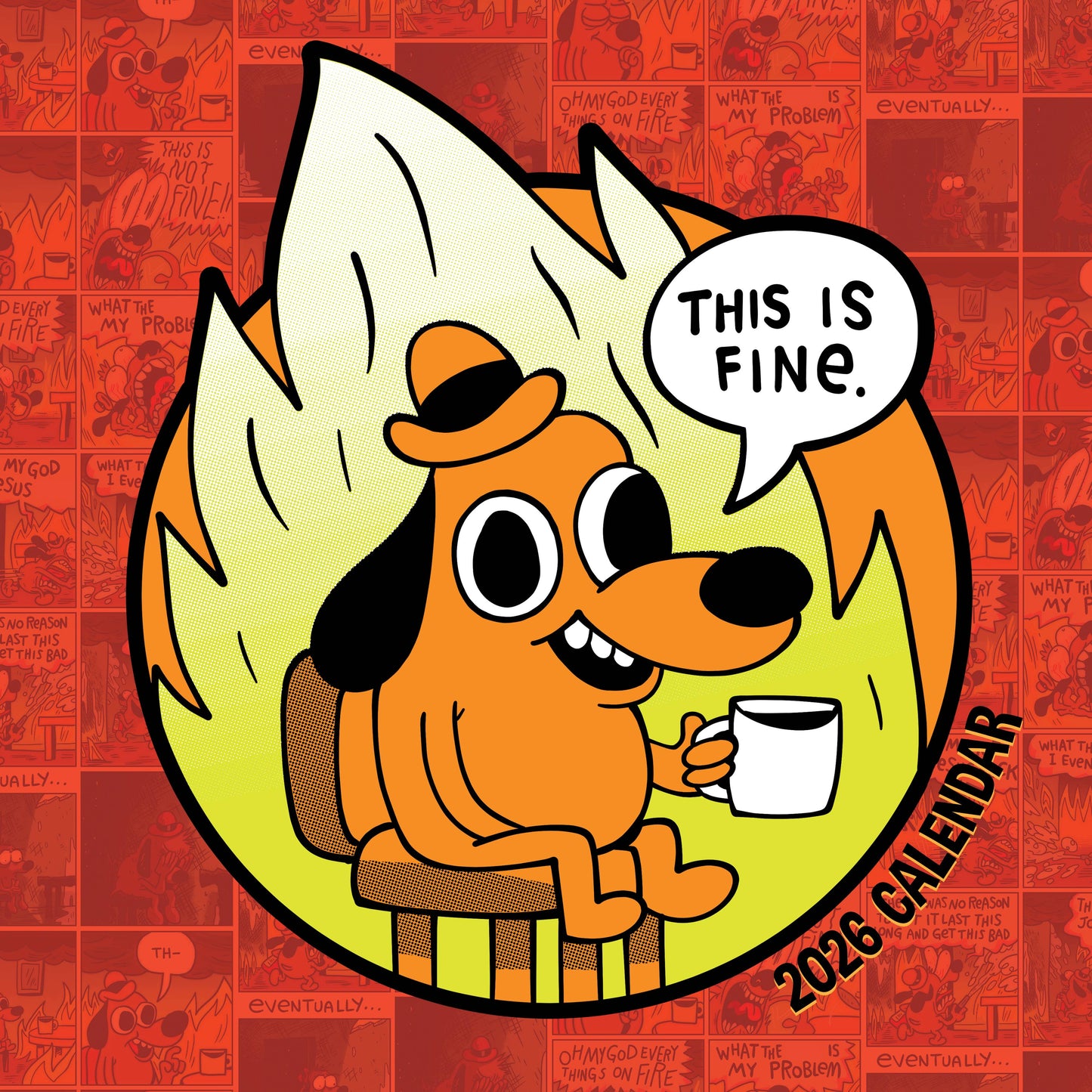 2026 THIS IS FINE Wall Calendar | Funny Dog Calendar Poster | 12" x 12"