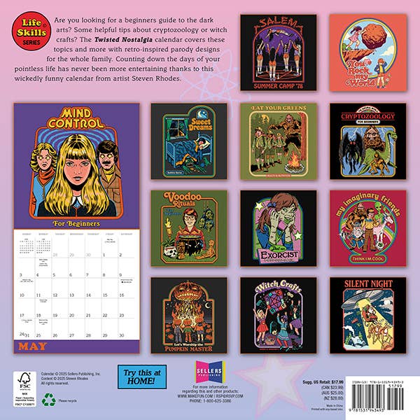 2026 Twisted Nostalgia Wall Calendar | Spooky Retro-inspired Calendar Poster | 12'' x 12''