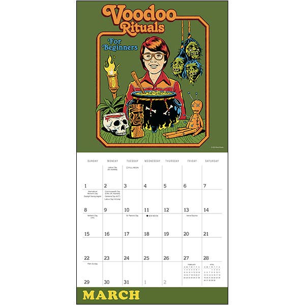 2026 Twisted Nostalgia Wall Calendar | Spooky Retro-inspired Calendar Poster | 12'' x 12''