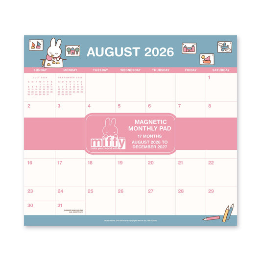 2027 Miffy A Year in Color Magnetic Monthly Pad-Orange Circle Studio-The Bullish Store