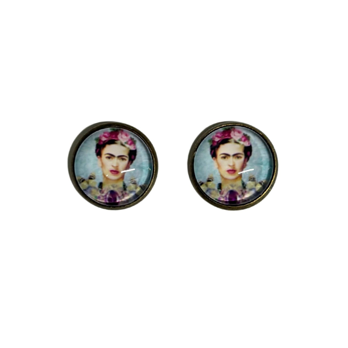 Frida Kahlo Small Cabochon Stud Earrings | Frida Portrait Jewelry