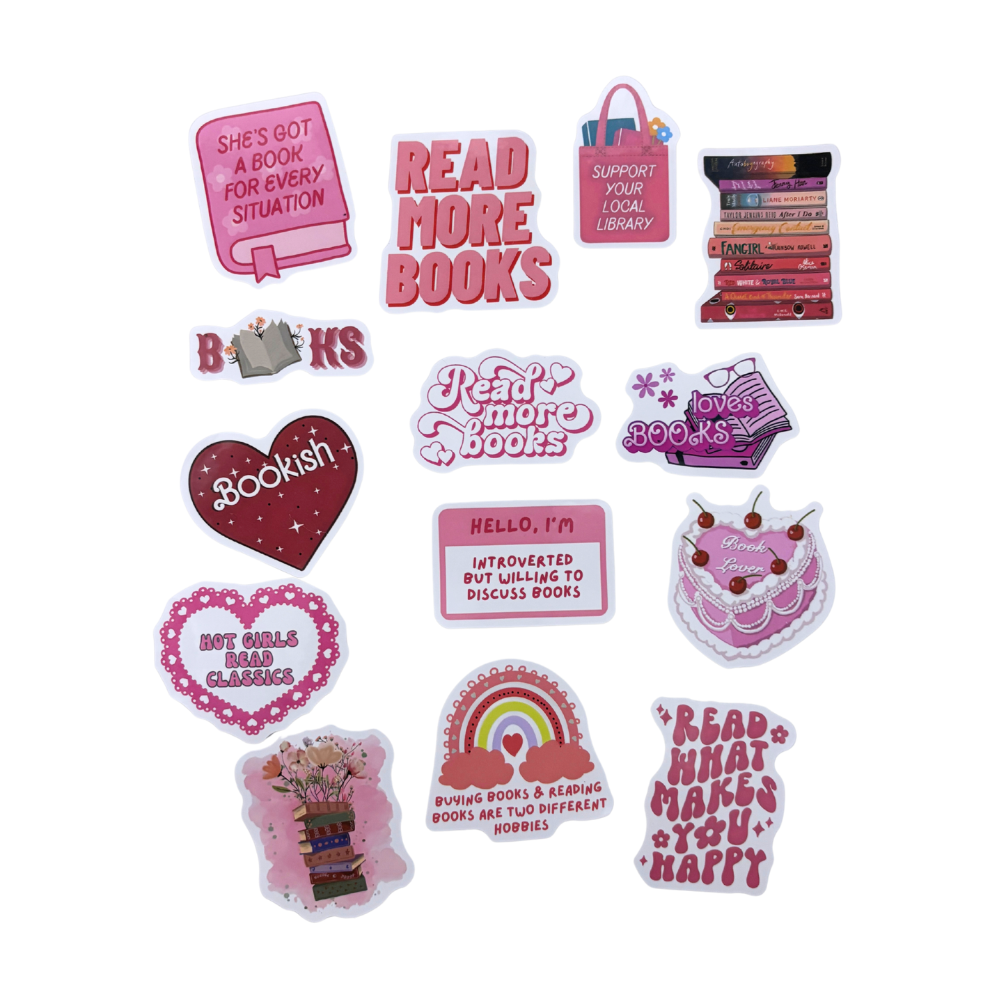 Book Lover Sticker Pack | 13–20 Stickers in 4 Bookish Themes