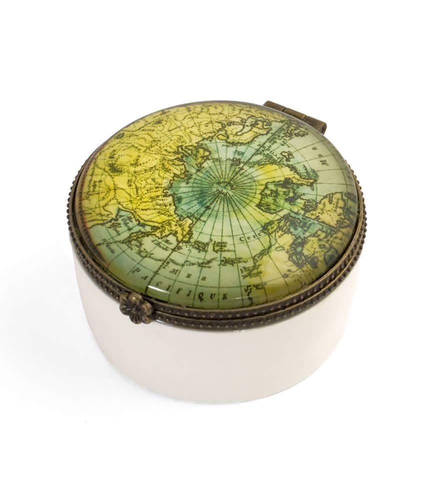 Vintage World Map Ceramic Keepsake Box | Giftable