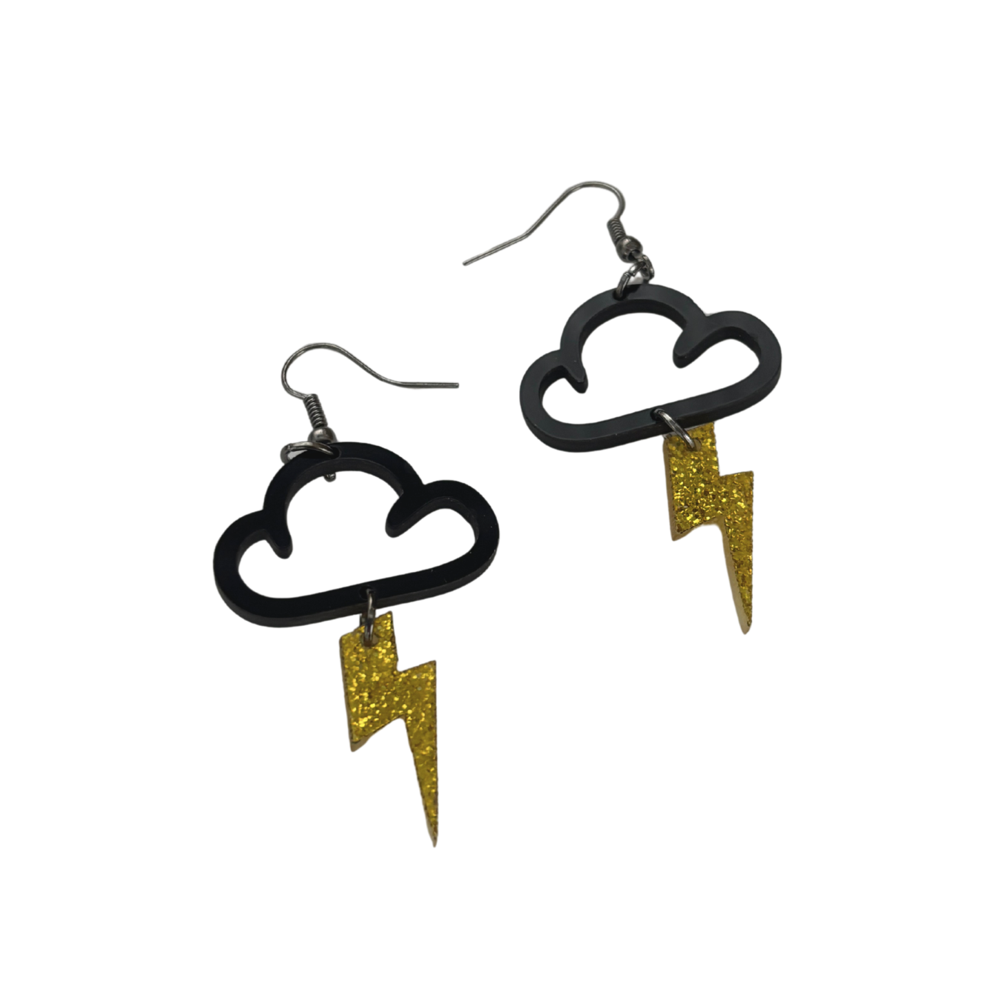 Cloud & Lightning Bolt Acrylic Earrings | Lightweight Openwork Dangle Earrings