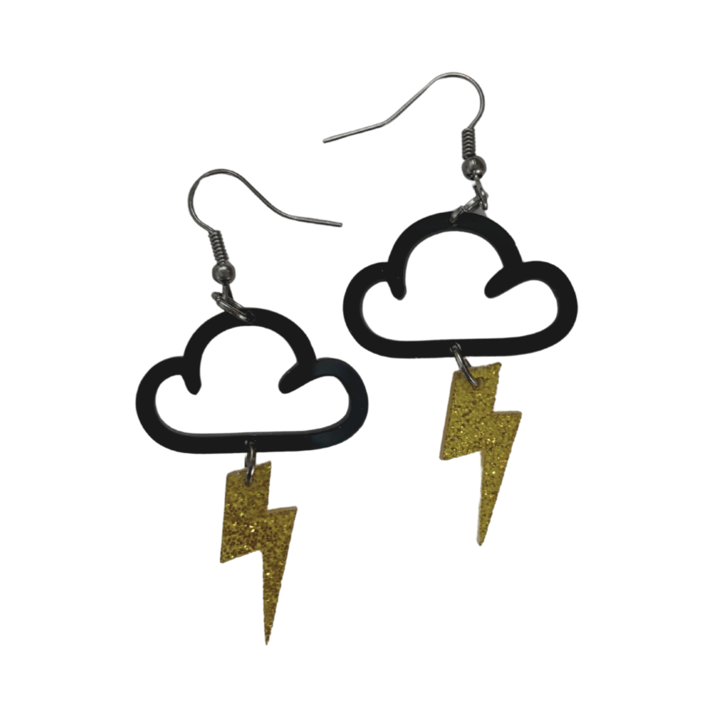 Cloud & Lightning Bolt Acrylic Earrings | Lightweight Openwork Dangle Earrings