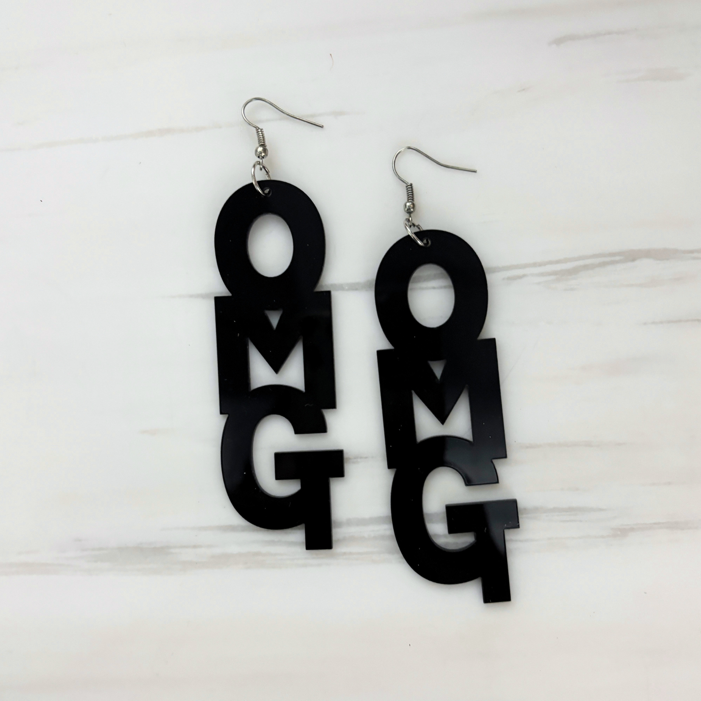 OMG Oversized Acrylic Statement Earrings | 3" Black Dangle Earrings