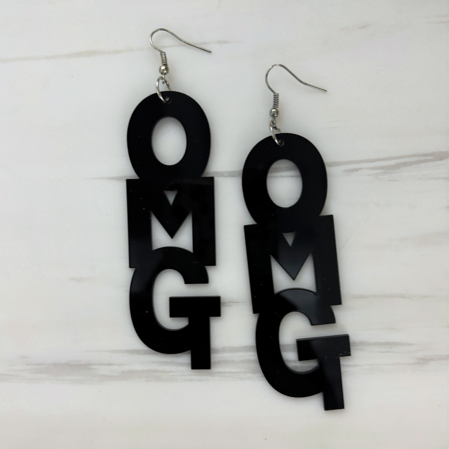 OMG Oversized Acrylic Statement Earrings | 3" Black Dangle Earrings