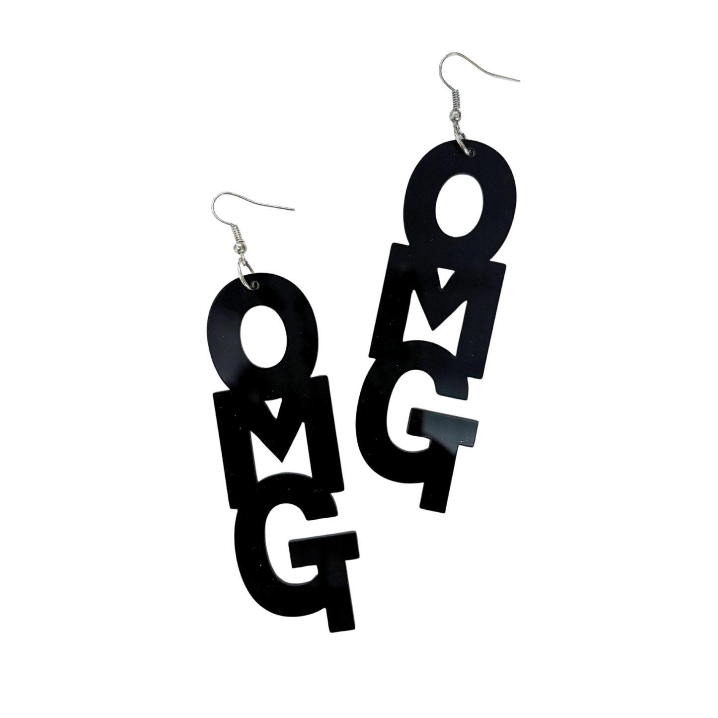 OMG Oversized Acrylic Statement Earrings | 3" Black Dangle Earrings