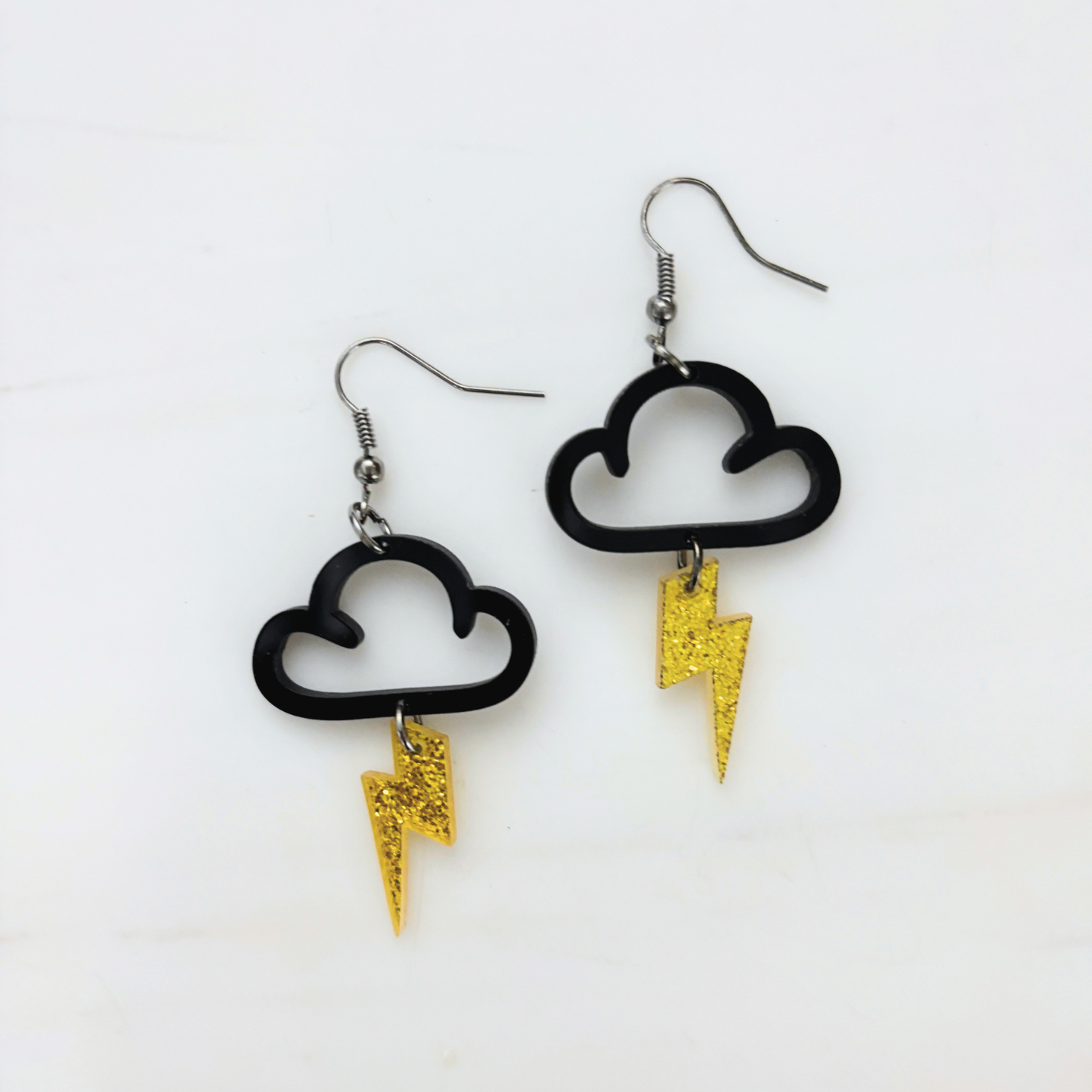 Cloud & Lightning Bolt Acrylic Earrings | Lightweight Openwork Dangle Earrings