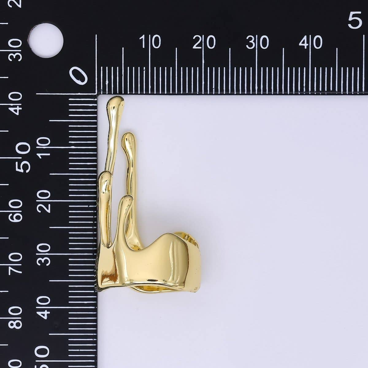 24K Gold Filled Liquid Drip Adjustable Open Ring | Geometric Chain Link Ring