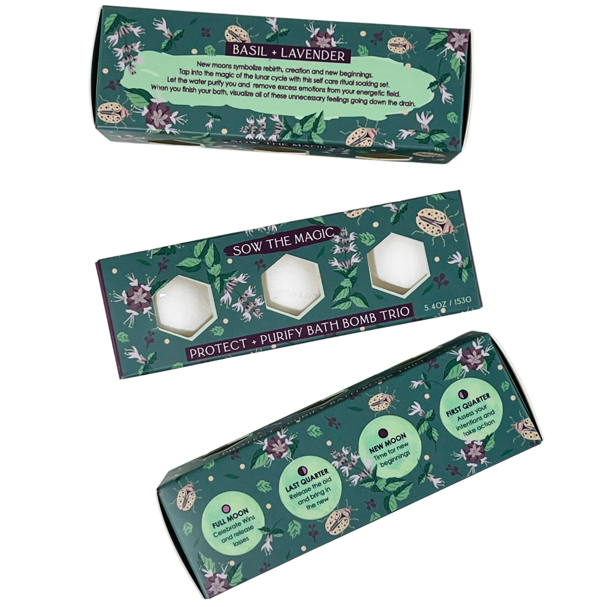 Moon Phase Protect + Purify Bath Bomb Trio | Basil + Lavender-Sow the Magic-The Bullish Store
