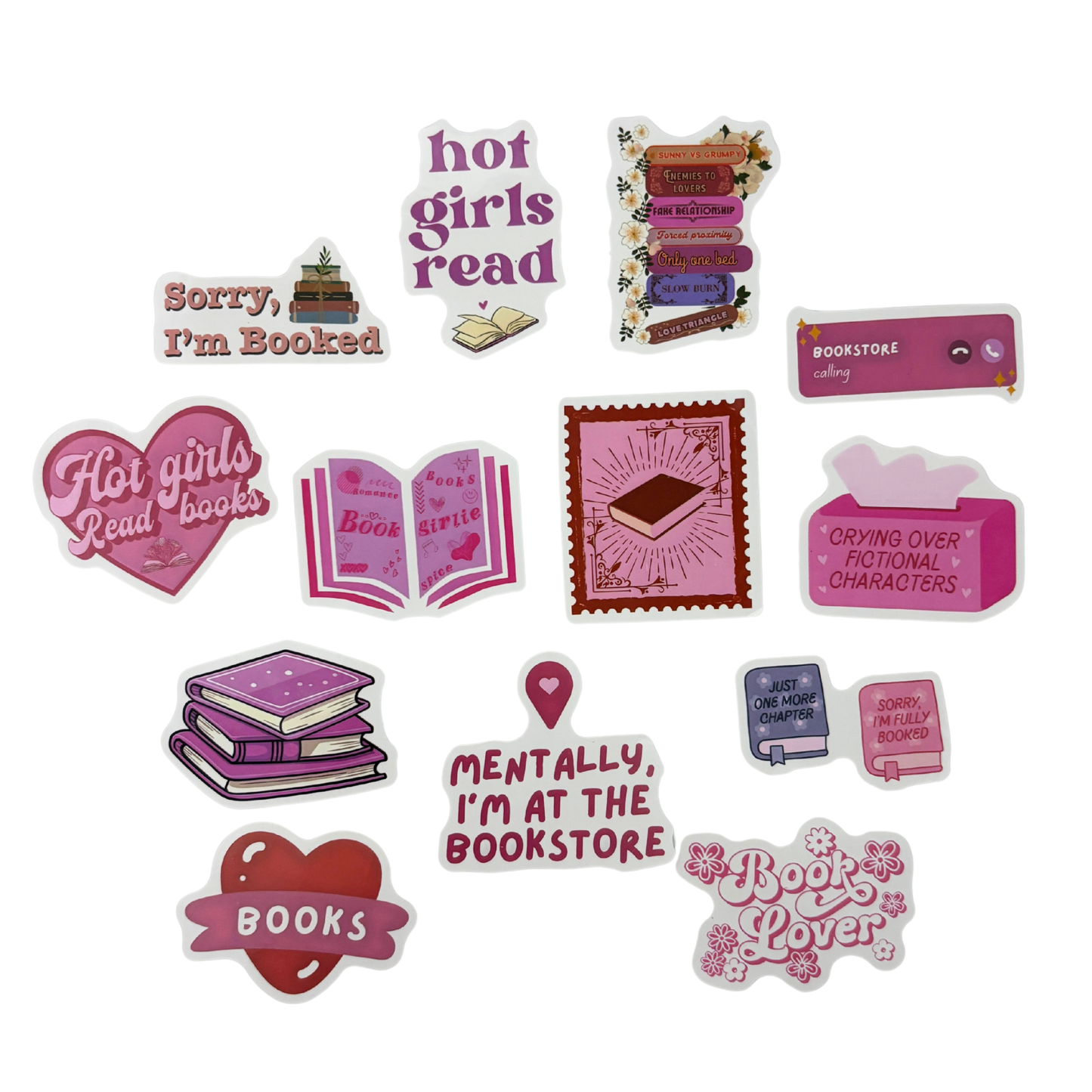 Book Lover Sticker Pack | 13–20 Stickers in 4 Bookish Themes
