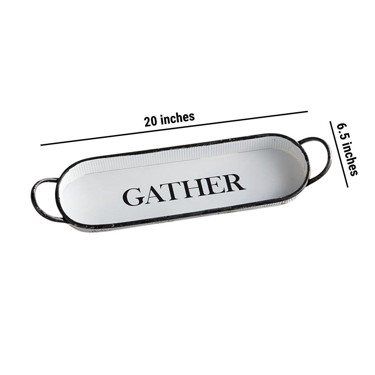 Gather Oval Tray | Decorative Metal Rustic Serving Tray | 20" x 6.5"-47th & Main-The Bullish Store