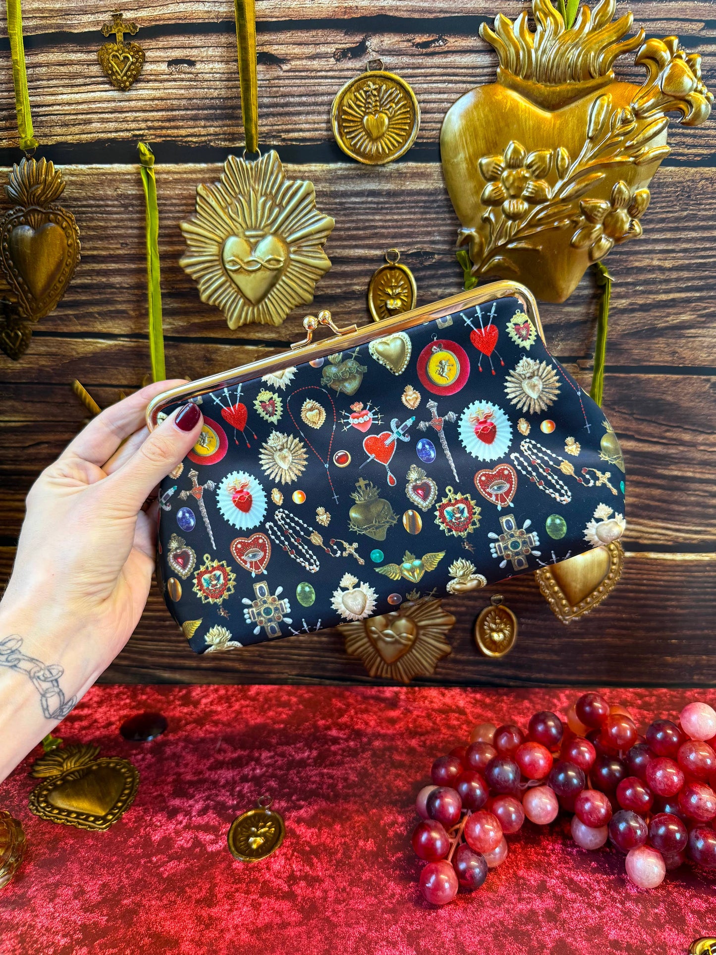 Sacred Heart Smell Proof Bag | Gothic Catholic Stash Bag | Religious Print Odor Proof Pouch