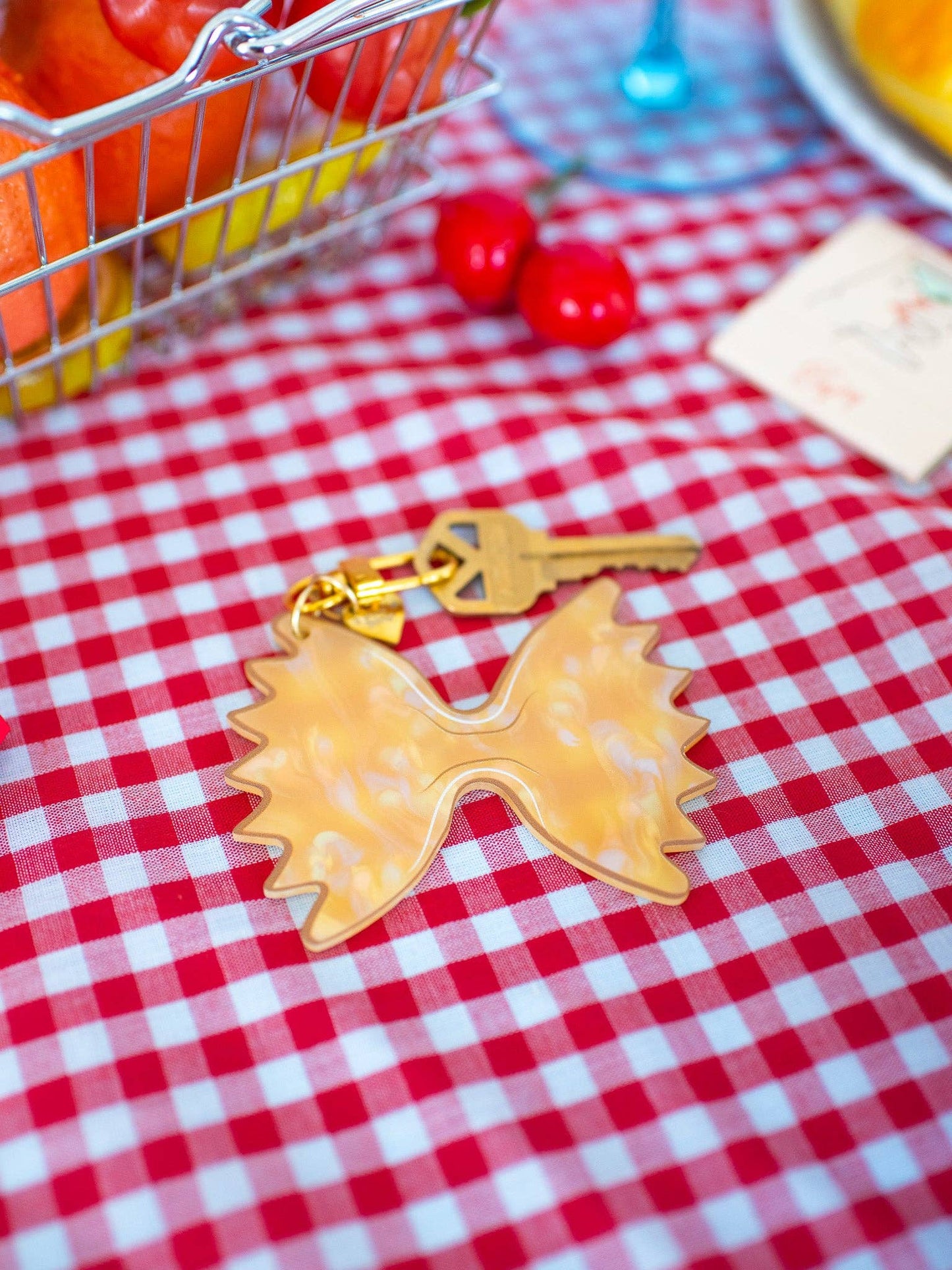Farfalle Pasta Keychain | Bowtie Pasta Acrylic Keychain | Cute Food Lover Bag Charm