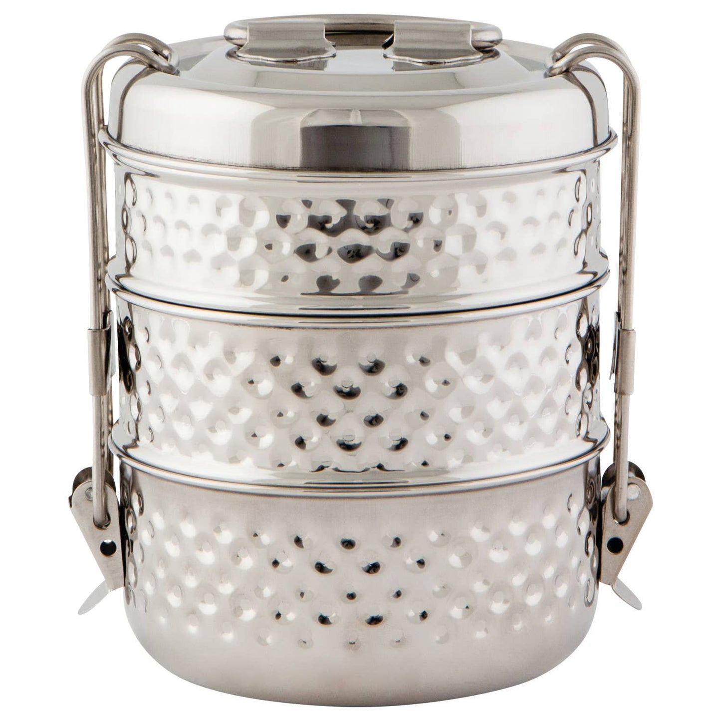 Hammered Dots 3 Tier Tiffin | Stainless Steel Stack Lunch Box Meal Container