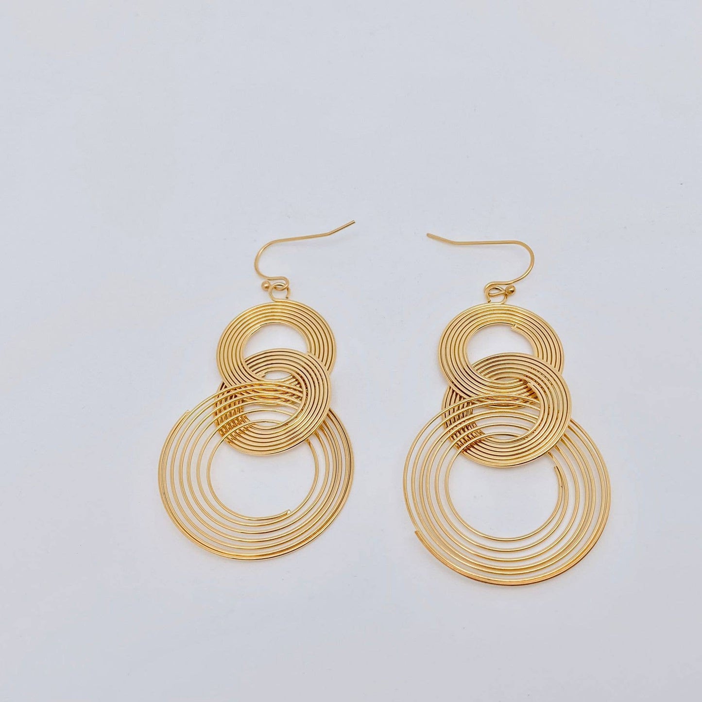 3 Circles 18K Gold Plated Stainless Steel Earrings | Fashion Hook Dangling Jewelry