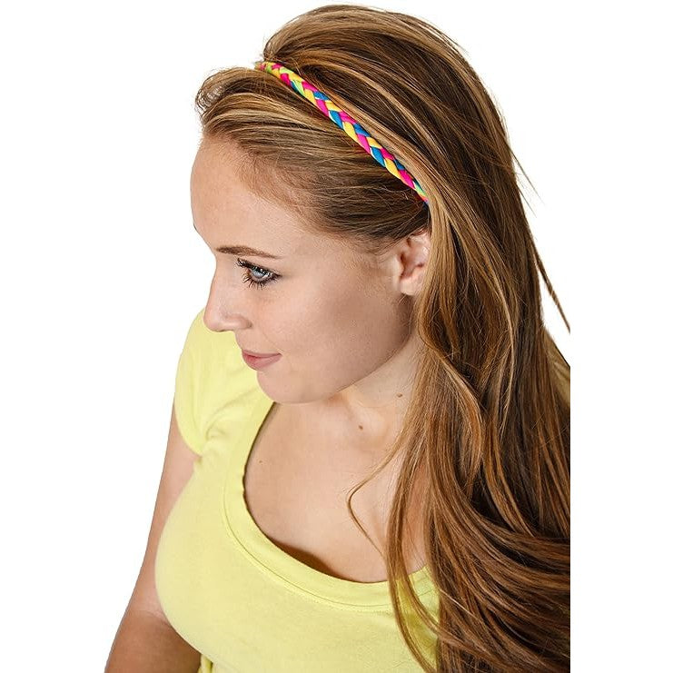 3 Pack Fiesta Light Pom Braid Headband | 80s Hair Band