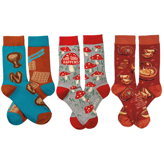 3 Pack Food Lover Socks | Fun Cool Foodie Design Novelty Unisex Socks