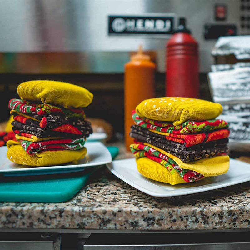 3 Pairs Foodie Hamburger Socks