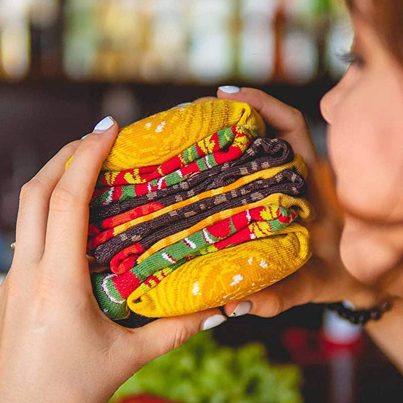 3 Pairs Foodie Hamburger Socks