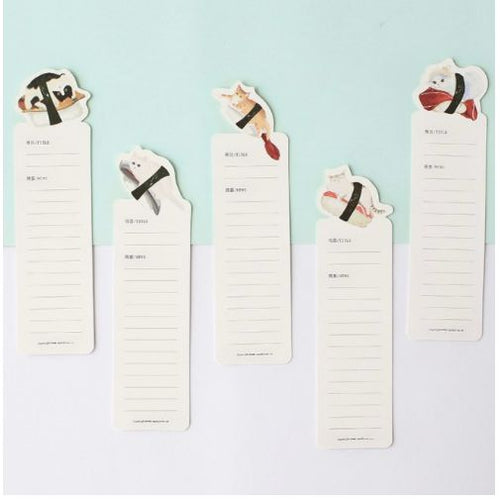 30-Pack Sushi Cat Paper Bookmarks