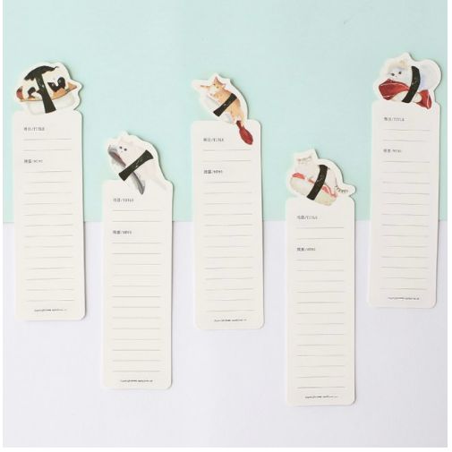 30-Pack Sushi Cat Paper Bookmarks