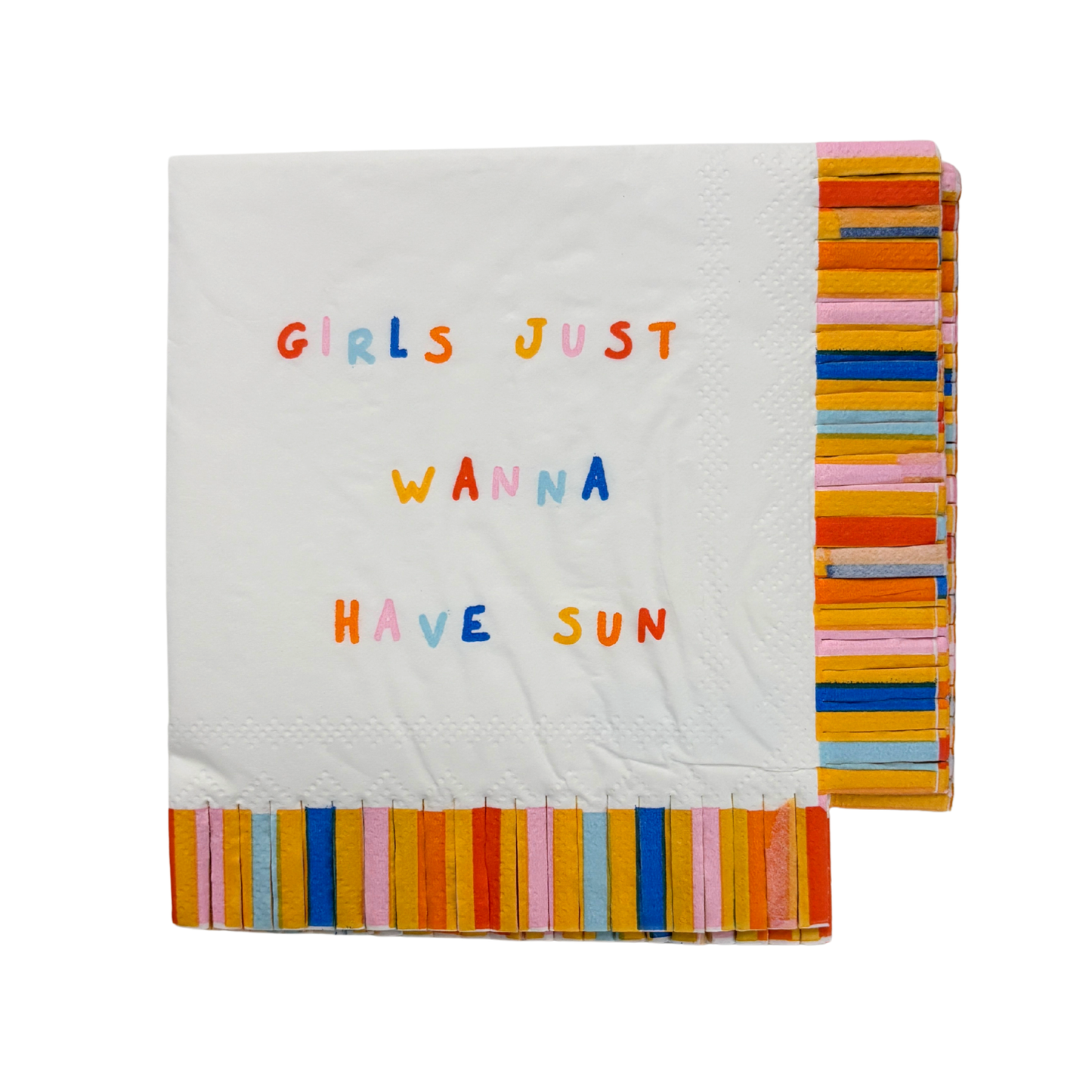 Girls Just Wanna Have Sun Fringe Beverage Napkins  | Party Cocktail Paper Napkin | 5"
