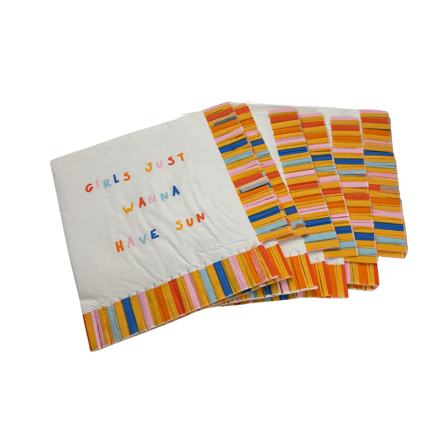 Girls Just Wanna Have Sun Fringe Beverage Napkins  | Party Cocktail Paper Napkin | 5"