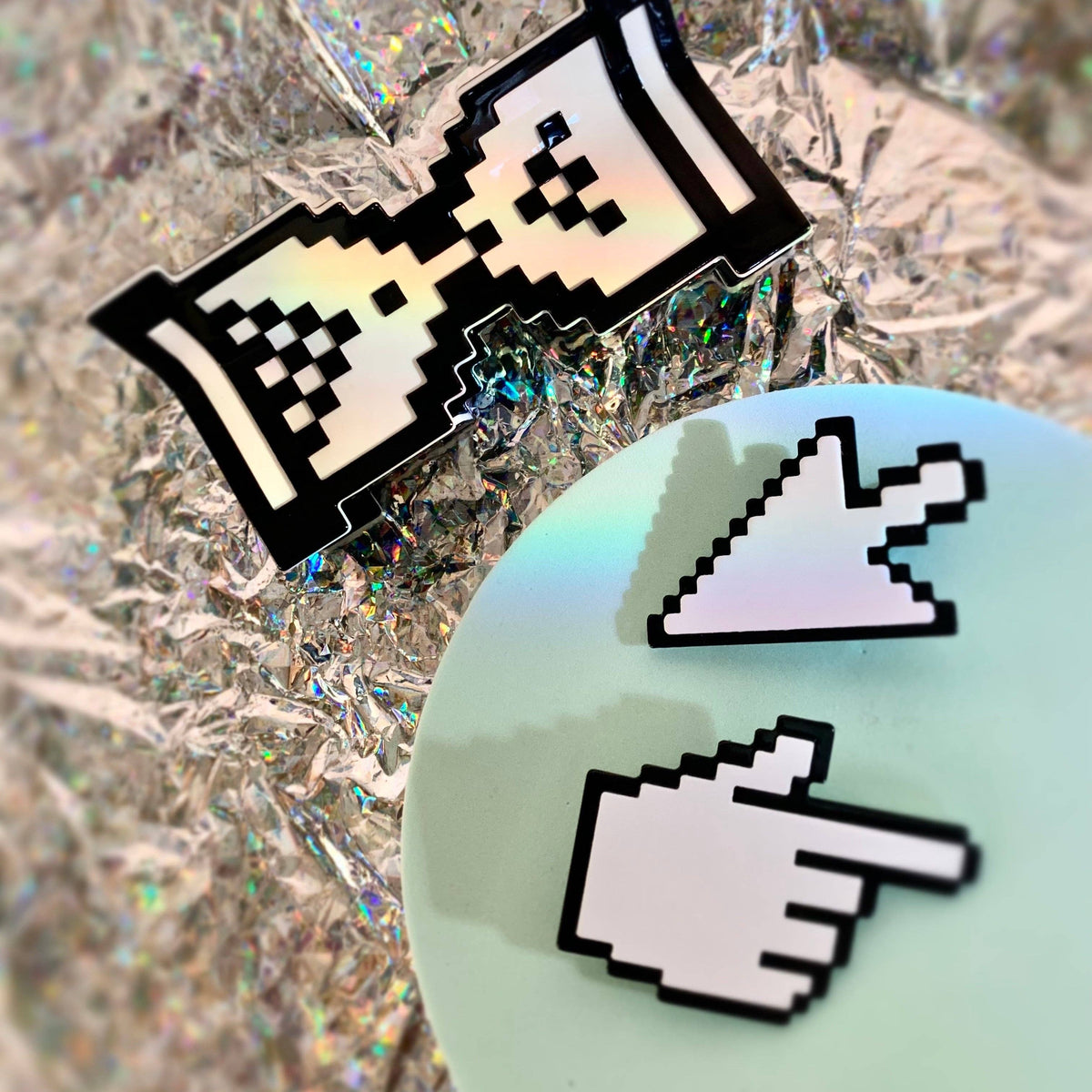 Y2K Mouse Pointer Hair Clip Set | Pixel-Style in Black and White