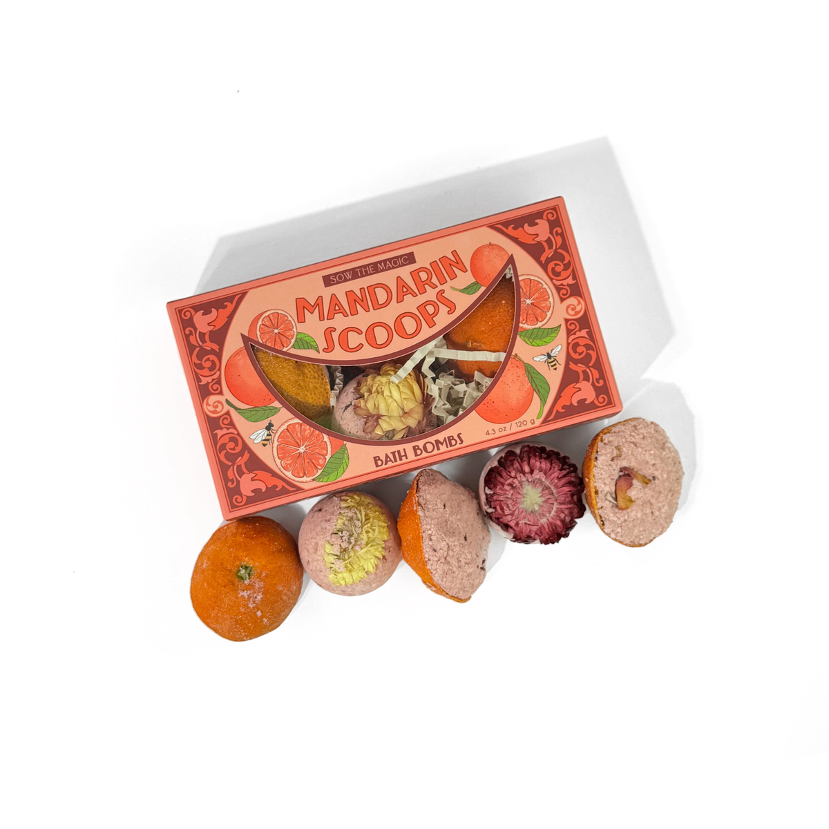Mandarin Scoops Bath Bomb Gift Set | Citrus + Rose-Sow the Magic-The Bullish Store