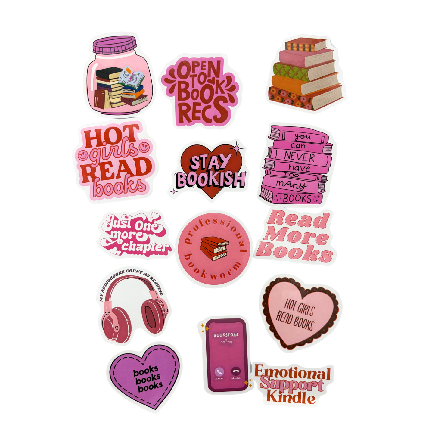 Book Lover Sticker Pack | 13–20 Stickers in 4 Bookish Themes