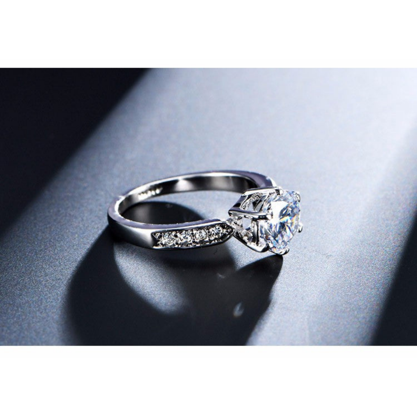 Luxe Cubic Zirconia Solitaire Ring | Fake Engagement Ring | Rose Gold or Platinum | Sizes 5.5–9